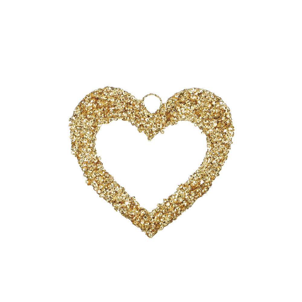 CUORE C/PAILLETTES D.20CM ORO