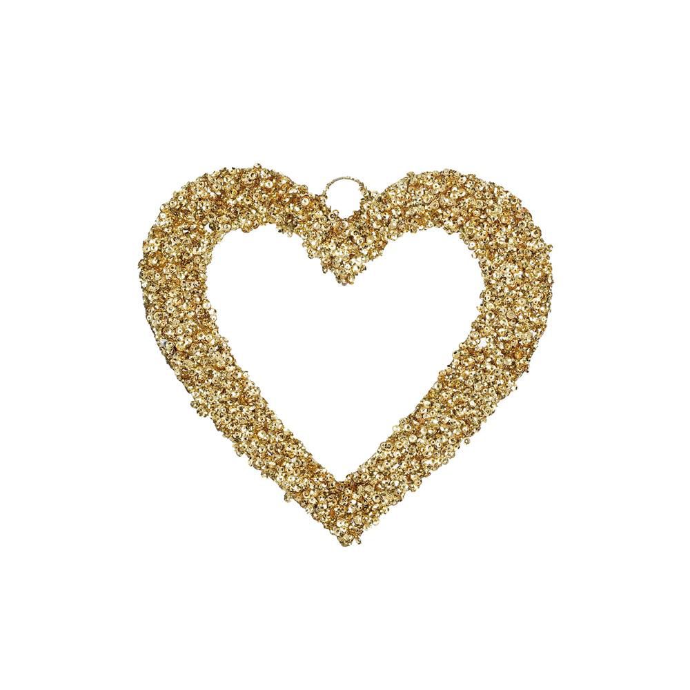 CUORE C/PAILLETTES D.25CM ORO