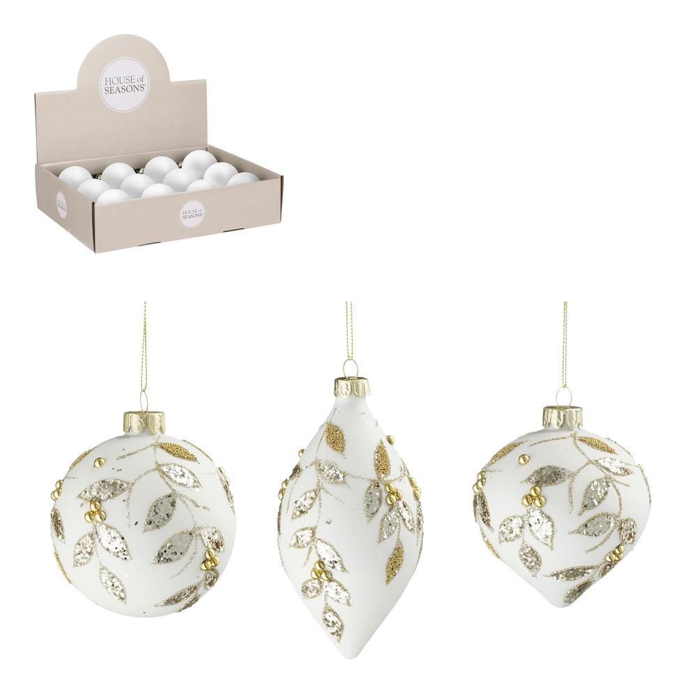 SET 3 SFERE VETRO MM.80BIANCO/ORO SET 3 SFERE VETRO MM.80BIANCO/ORO