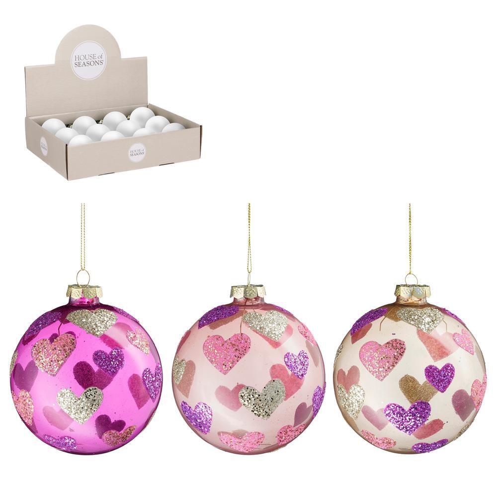 SET 3 SFERE VETRO MM.100 ROSA/FUXIA/VIOLA