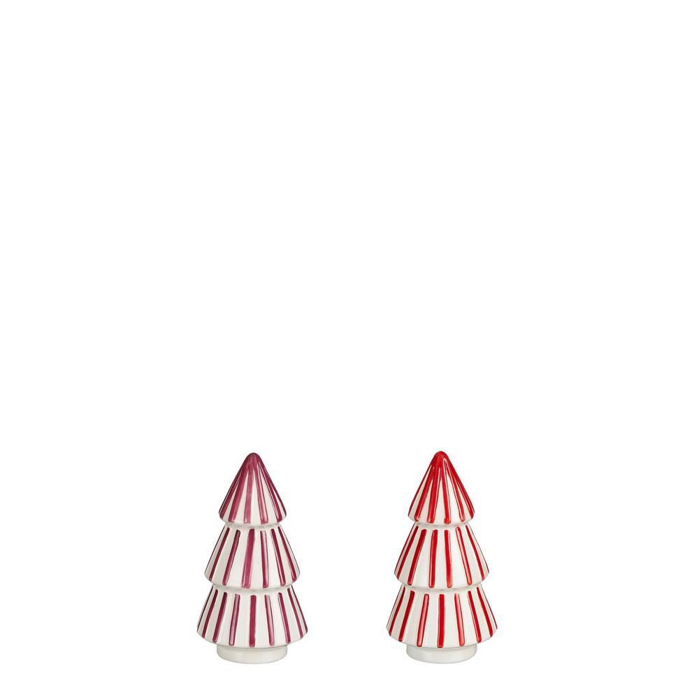 SET 2 ALBERI CERAMICA D.8,5 CM H.16 CM ROSSO/BIANCO SET 2 ALBERI CERAMICA D.8,5 CM H.16 CM ROSSO/BIANCO