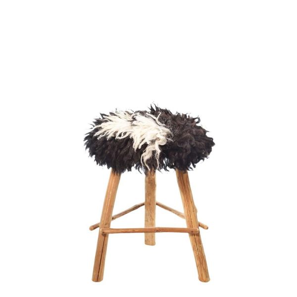 SGABELLO LEGNO C/VERA PELLICCIA PECORA 35X40 CM NERO/PANNA SGABELLO LEGNO C/VERA PELLICCIA PECORA 35X40 CM NERO/PANNA