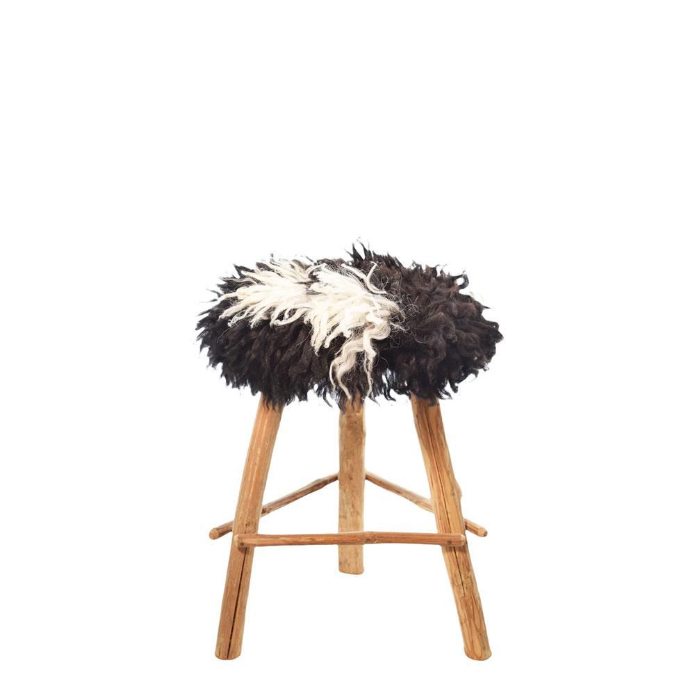 SGABELLO LEGNO C/VERA PELLICCIA PECORA 35X40 CM NERO/PANNA SGABELLO LEGNO C/VERA PELLICCIA PECORA 35X40 CM NERO/PANNA