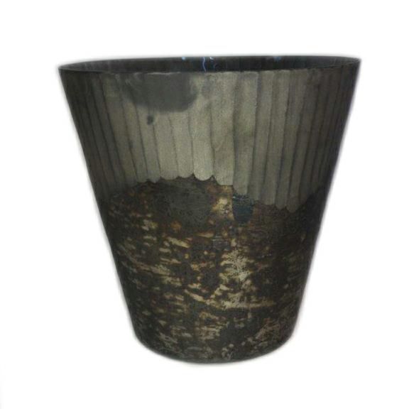 VASO VETRO CONICO -RIGHE- 20X12 H20 CM SILVER MAT VASO VETRO CONICO -RIGHE- 20X12 H20 CM SILVER MAT