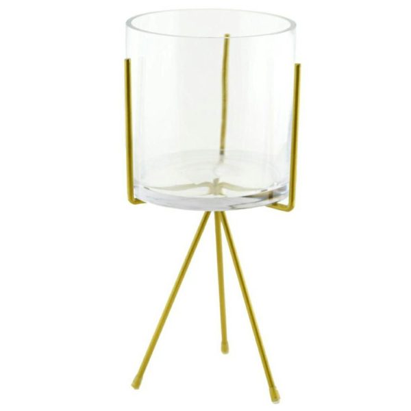 VASO VETRO C/STRUTTURA METALLO D12,5 H27 CM TRASP. VASO VETRO C/STRUTTURA METALLO D12,5 H27 CM TRASP.