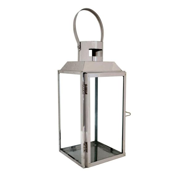 LANTERNA QUADRATA METALLO/VETRO 17X16,5 CM H32 CM ARGENTO LANTERNA QUADRATA METALLO/VETRO 17X16,5 CM H32 CM ARGENTO