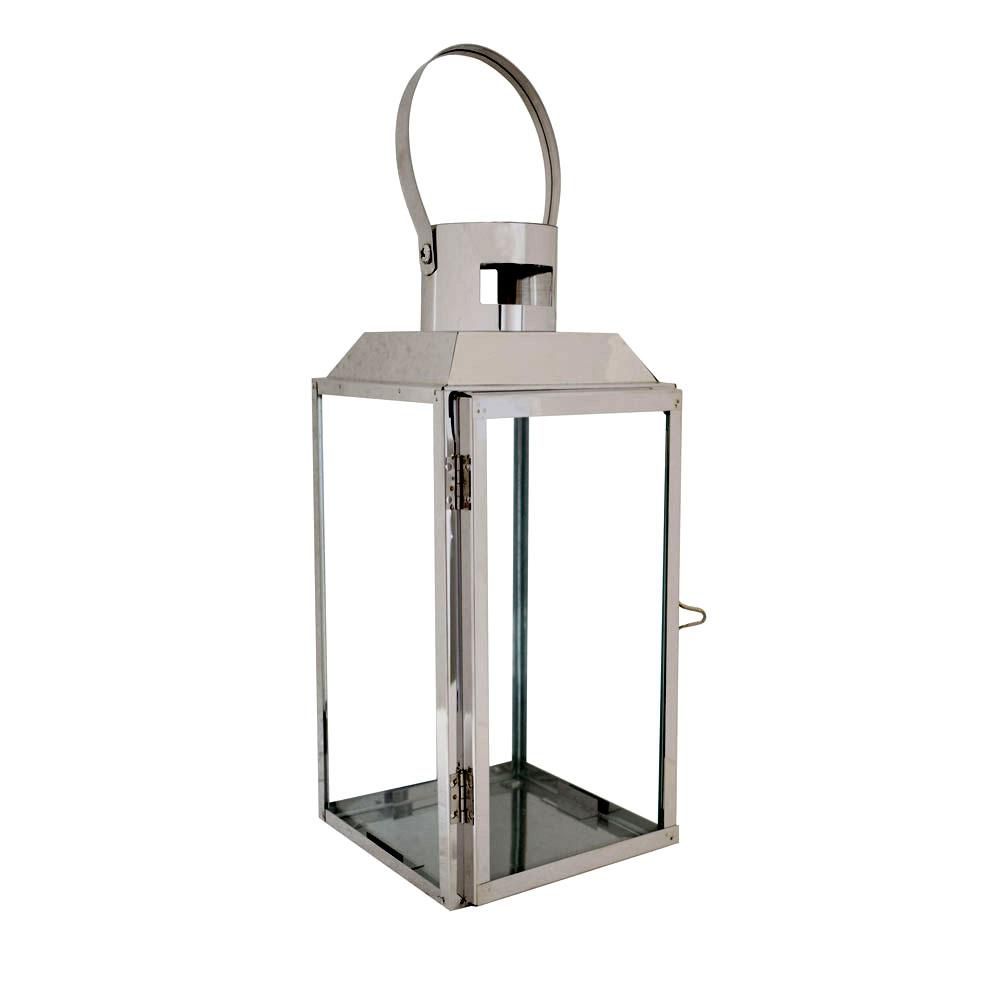 LANTERNA QUADRATA METALLO/VETRO 17X16,5 CM H32 CM ARGENTO LANTERNA QUADRATA METALLO/VETRO 17X16,5 CM H32 CM ARGENTO