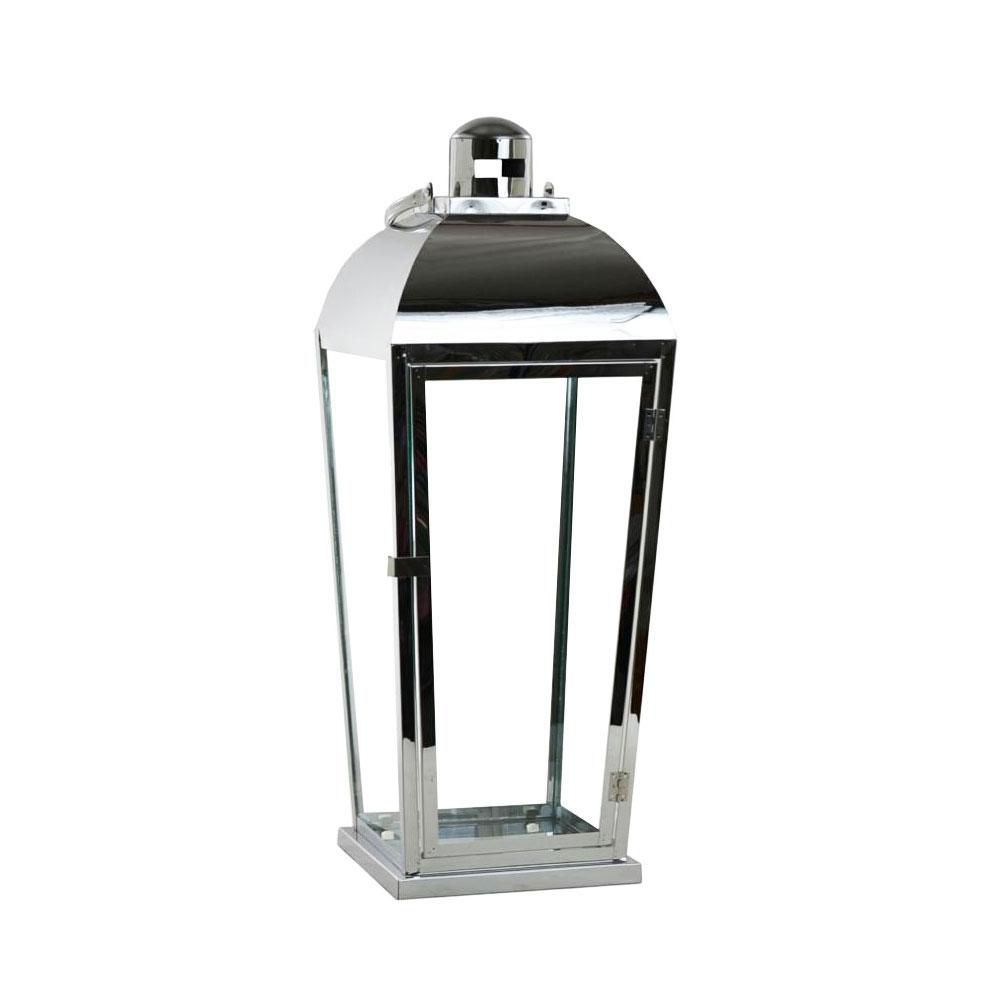 LANTERNA VETRO/METALLO 23X23 H60 CM ARGENTO LANTERNA VETRO/METALLO 23X23 H60 CM ARGENTO