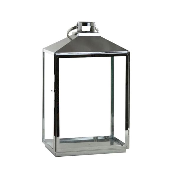 LANTERNA VETRO/METALLO 28X18,5 H47,50 CM ARGENTO LANTERNA VETRO/METALLO 28X18,5 H47,50 CM ARGENTO