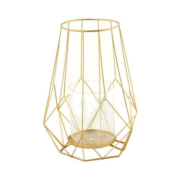 LANTERNA METALLO APERTAC/PARALUME VETRO 19,5X17,5 H.22,5 CM ORO LANTERNA METALLO APERTAC/PARALUME VETRO 19,5X17,5 H.22,5 CM ORO