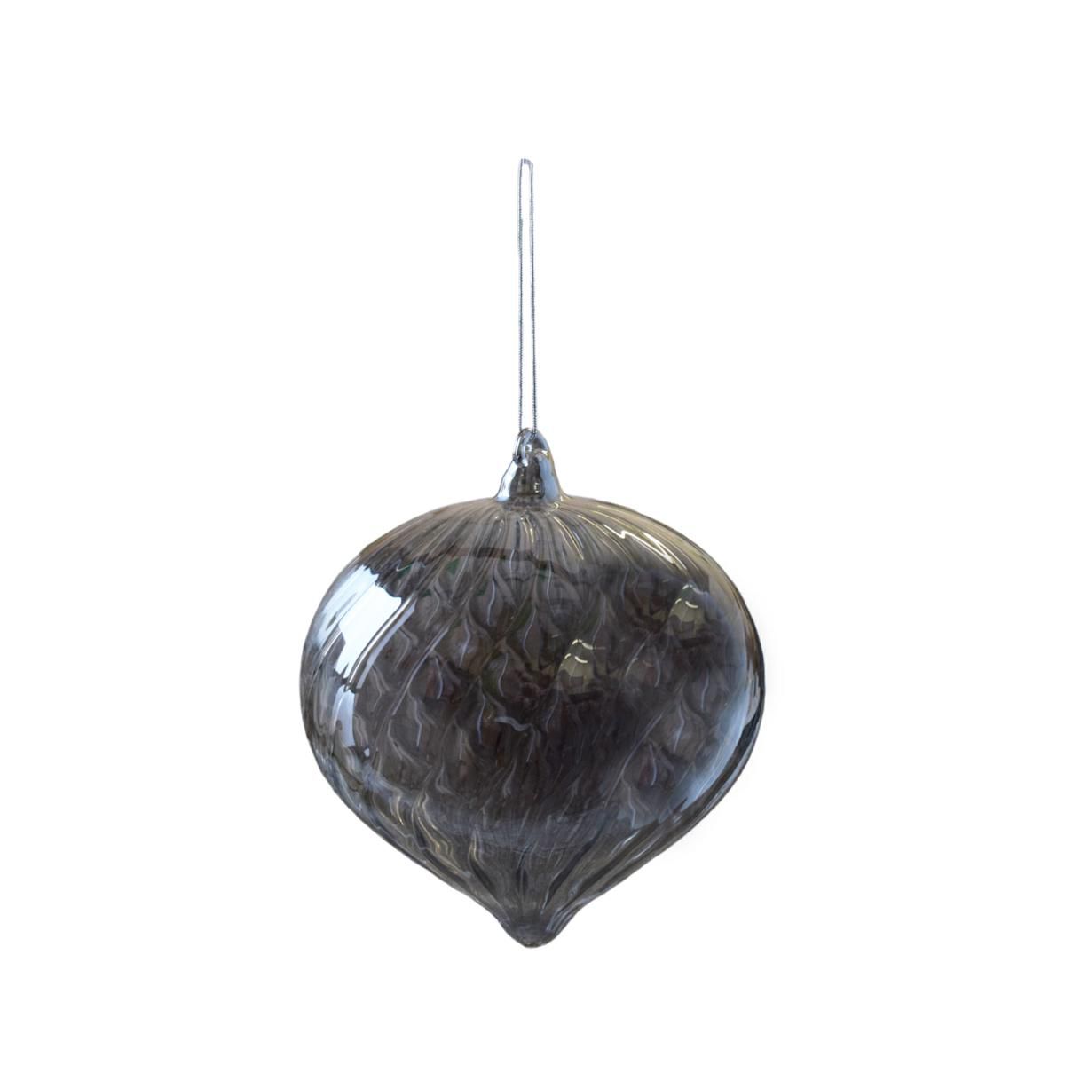 SFERA VETRO 15X17 MM ONION FESTONATA LUC. GRIGIO SFERA VETRO 15X17 MM ONION FESTONATA LUC. GRIGIO