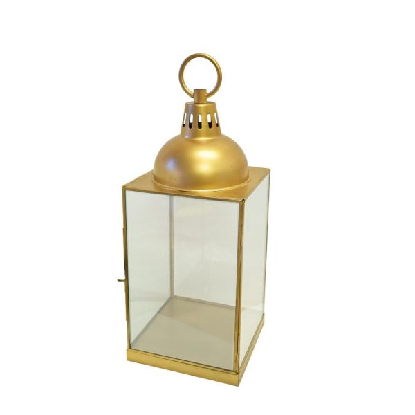 LANTERNA METALLO/VETRO 23X23 CM H.60 CM ORO MATT LANTERNA METALLO/VETRO 23X23 CM H.60 CM ORO MATT