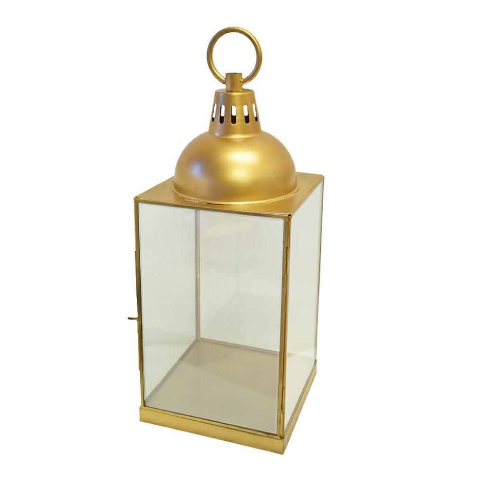 LANTERNA METALLO/VETRO 23X23 CM H.75 CM ORO MATT LANTERNA METALLO/VETRO 23X23 CM H.75 CM ORO MATT