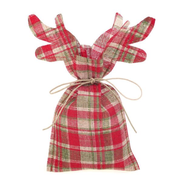SET.5 SACCHETTI PANNO-REINDEER-C/LACCIO 28X21,5CM BEIGE/ROSSO SET.5 SACCHETTI PANNO-REINDEER-C/LACCIO 28X21,5CM BEIGE/ROSSO