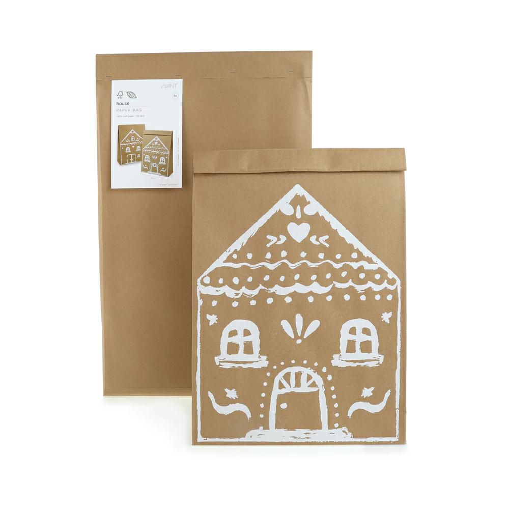 SHOPPERS CARTA -HOUSE- 45X28 H.12 CM PZ.5 NATURALE