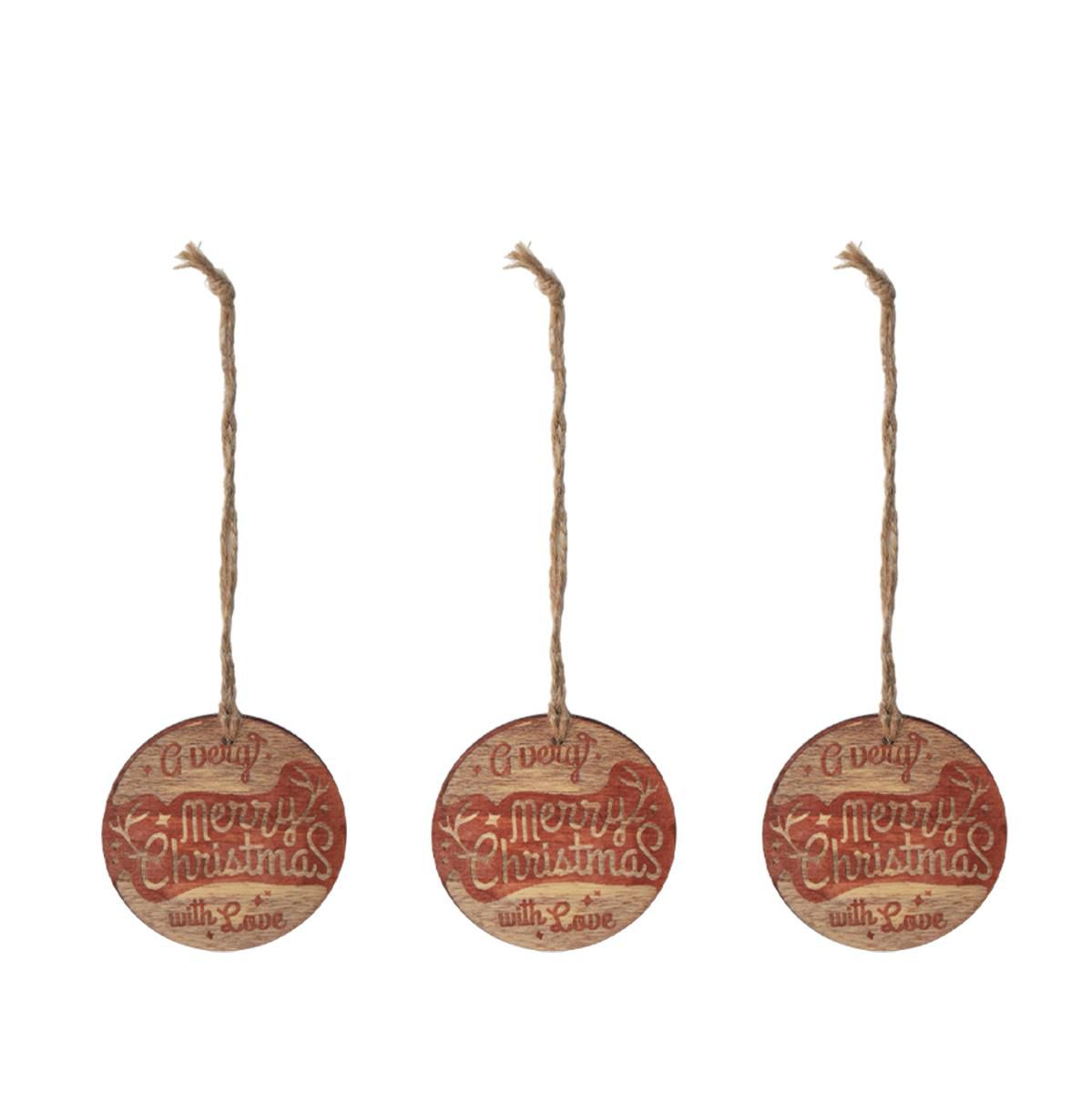 SET 3 DECORI LEGNO D.7 CM -XMAS BALL- ROSSO SET 3 DECORI LEGNO D.7 CM -XMAS BALL- ROSSO