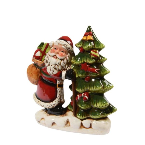 BABBO NATALE CERAMICA 15X4 CM H.14,5 CM C/ALBERINO MULTIC. BABBO NATALE CERAMICA 15X4 CM H.14,5 CM C/ALBERINO MULTIC.