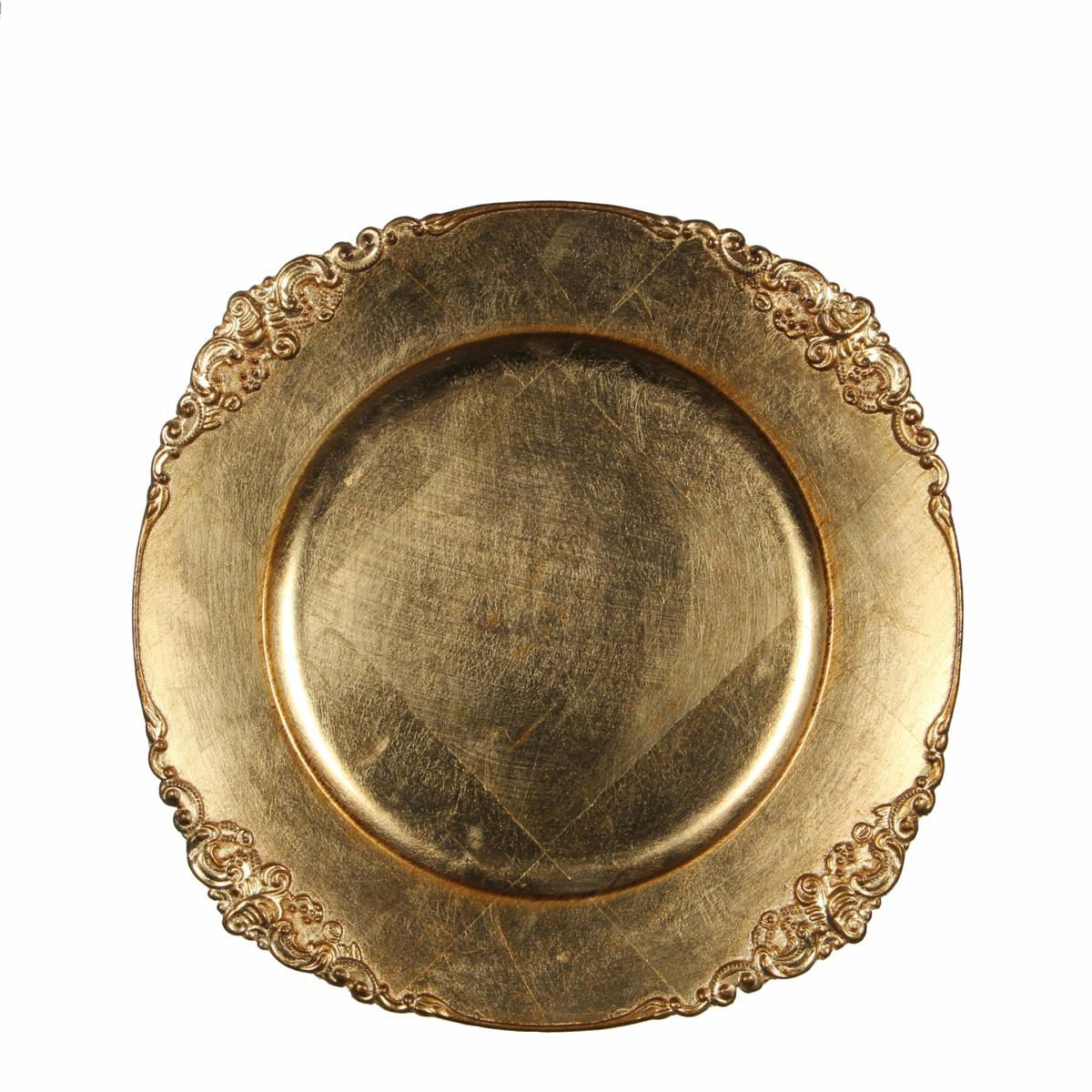 PIATTO RESINA TONDO D.35,5 CM H.2 CM -DECO-MILA- ORO