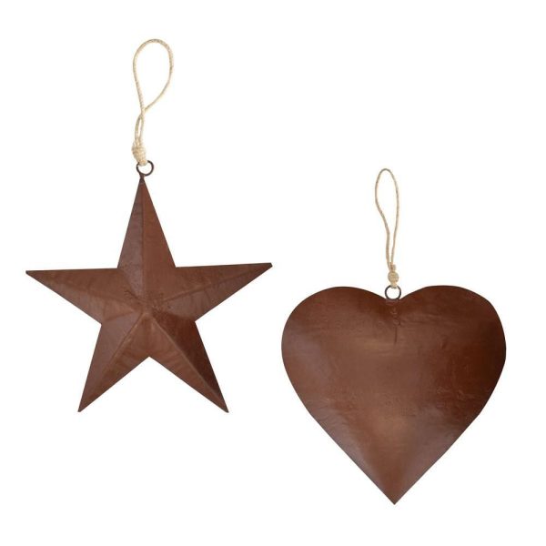 SET CUORE/STELLA METALLO 22X2X22 CM ORO/RUGGINE SET CUORE/STELLA METALLO 22X2X22 CM ORO/RUGGINE
