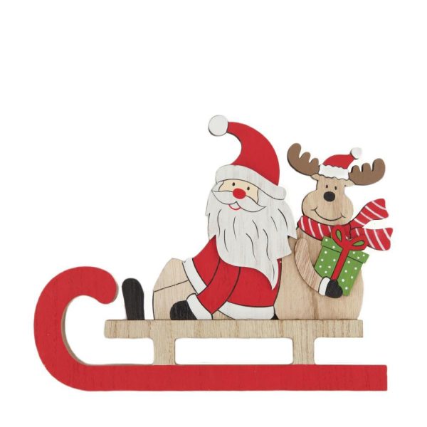 SLITTA LEGNO BABBO NATALE 21X2X16,5 CM ROSSO/NATURALE/VERDE SLITTA LEGNO BABBO NATALE 21X2X16,5 CM ROSSO/NATURALE/VERDE