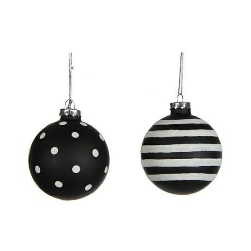 SET 2 SFERE VETRO MM.70ASS. NERO/BIANCO