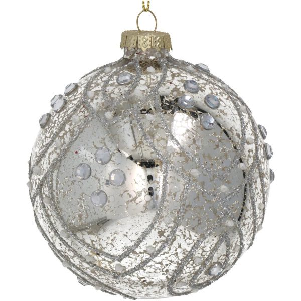 SFERA VETRO C/PERLINE MM.100 TRASPARENTE/ORO SFERA VETRO C/PERLINE MM.100 TRASPARENTE/ORO