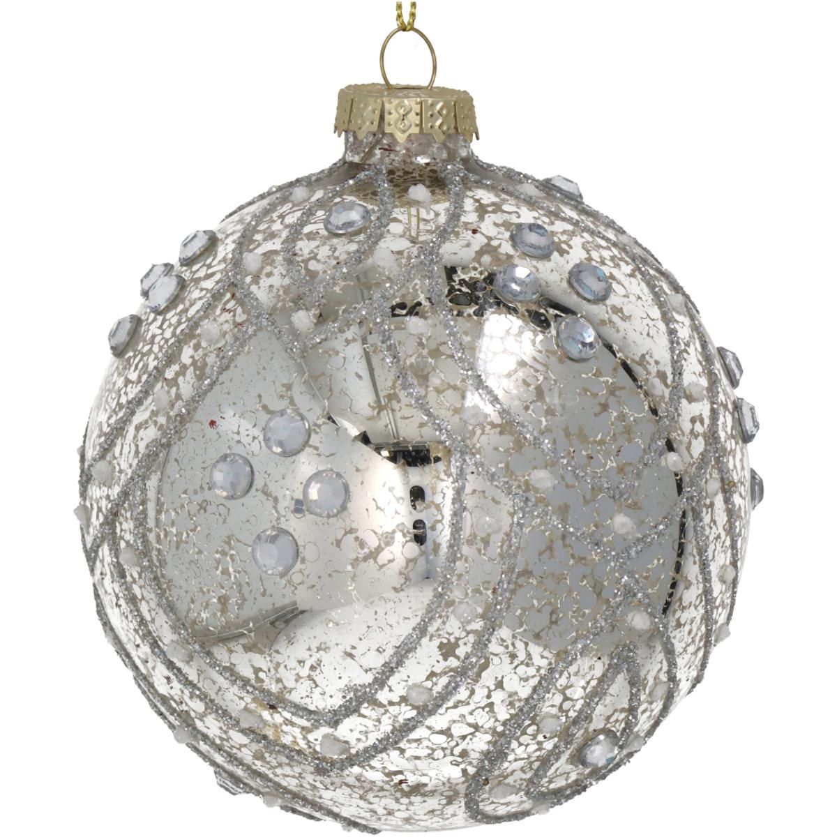 SFERA VETRO C/PERLINE MM.100 TRASPARENTE/ORO SFERA VETRO C/PERLINE MM.100 TRASPARENTE/ORO