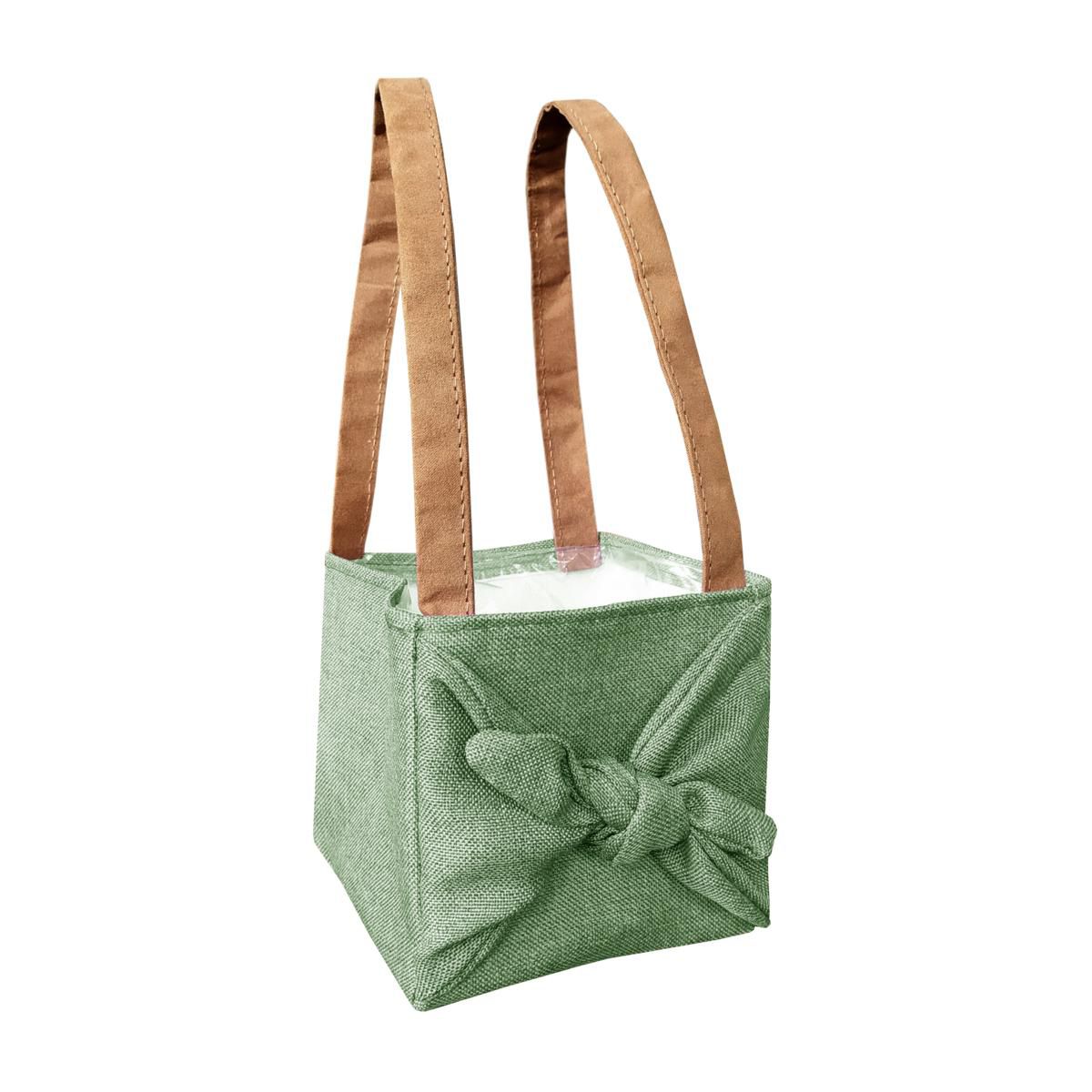 SET 10 SHOPPERS TESSUTOAMIDO DI MAIS 14X14X12 CM VERDE