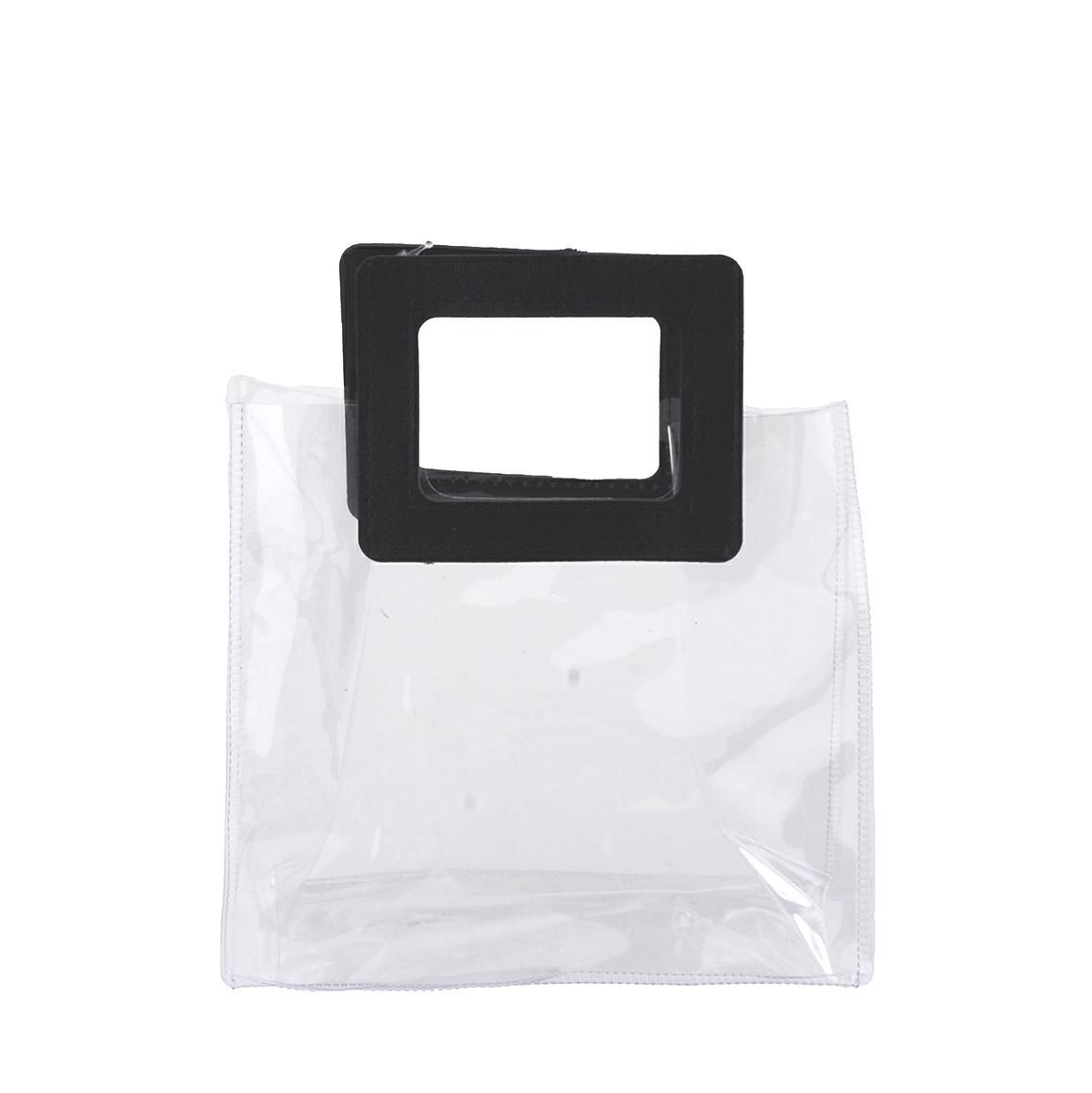 SET 10 SHOPPERS PPL C/MANICI QUADRATI 17X10CM H.16 CM NR/TRSPRNT