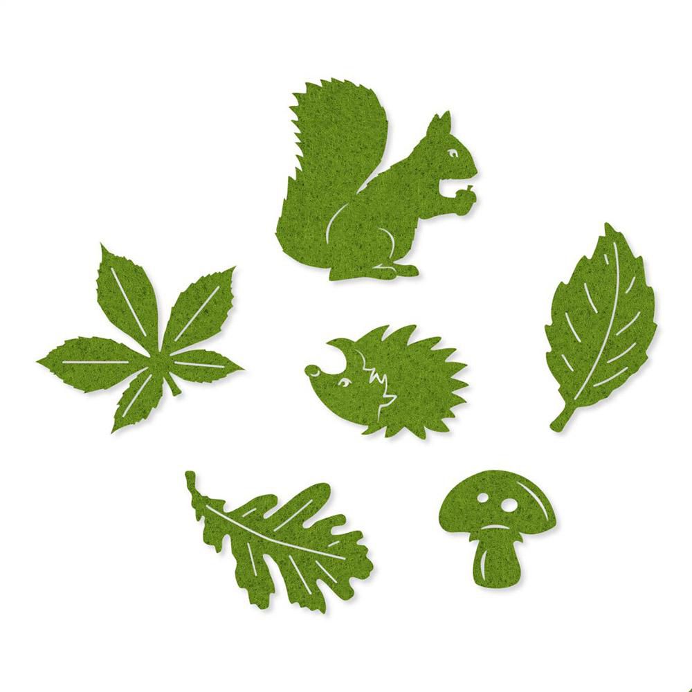 SET 48 SOGGETTI FELTRO DECO -AUTUMN- ASS.VERDE