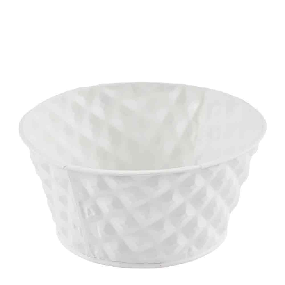 VASO METALLO TONDO D.19CM H.9 CM -LOSANGA- BIANCO