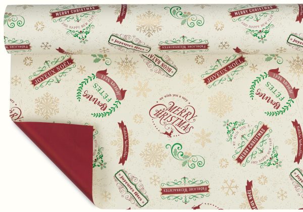 BOBINA PPL-CHRISTMAS COUNTRY-CM100X25 MT 40MY BORDEAUX/ORO/VERDE BOBINA PPL-CHRISTMAS COUNTRY-CM100X25 MT 40MY BORDEAUX/ORO/VERDE