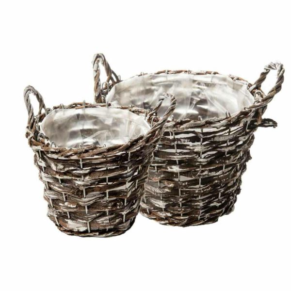 SET 2 CESTI C/MANICI TONDI 22X16X15 CM NATURALE A. SET 2 CESTI C/MANICI TONDI 22X16X15 CM NATURALE A.