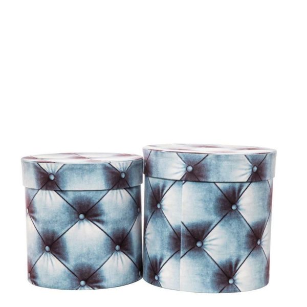 SET 2 SCATOLE VELLUTO C/COPERCHIO D.26 CM H.26 CM BLU SET 2 SCATOLE VELLUTO C/COPERCHIO D.26 CM H.26 CM BLU