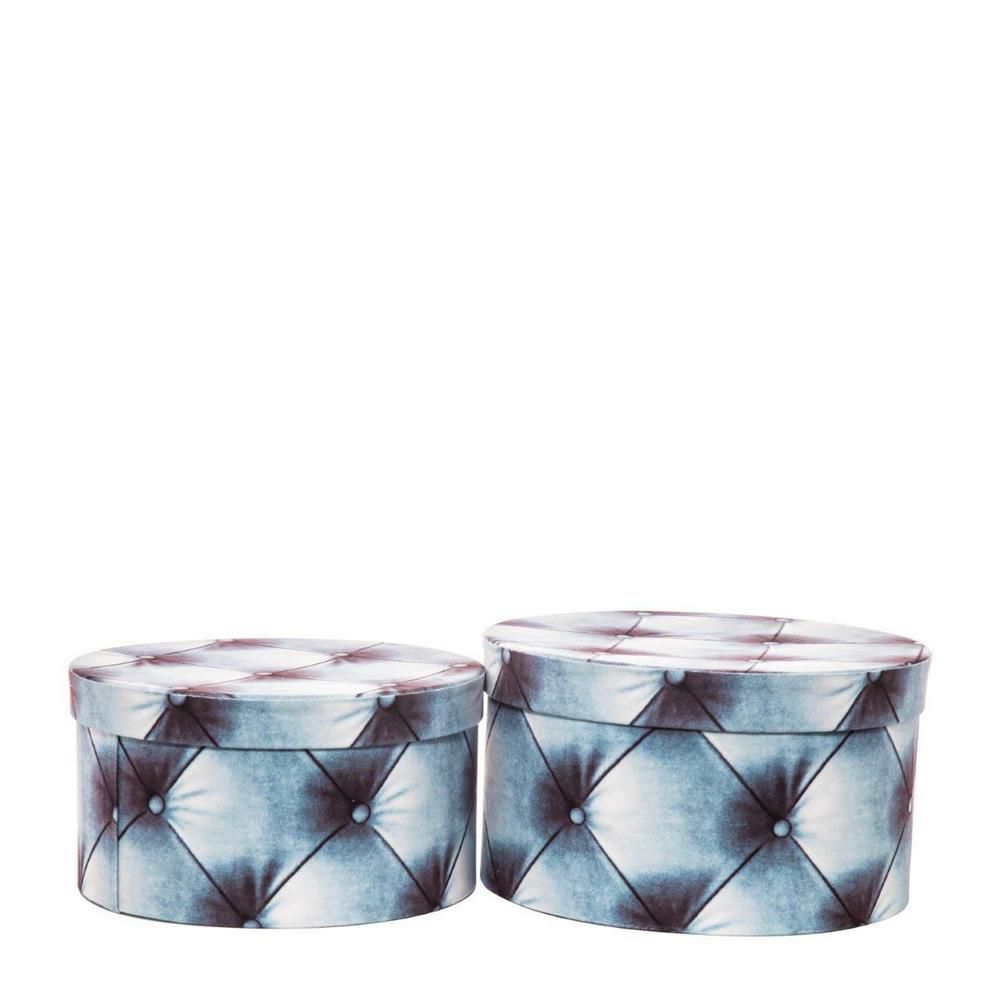 SET 2 SCATOLE VELLUTO C/COPERCHIO D.28,5 CM H.16 CM BLU