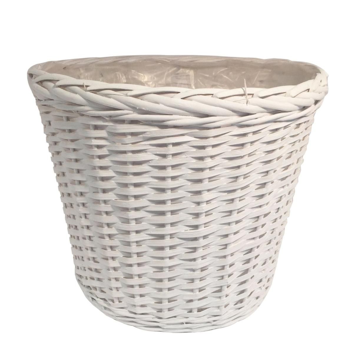 CESTO VIMINI BORDATO TRECCIA D.39-29 H.35 CM BIANCO