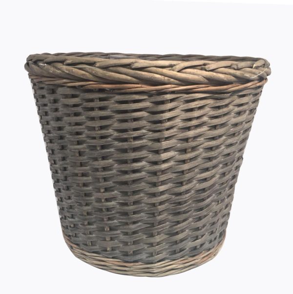 CESTO VIMINI BORDATO TRECCIA D.39-29 H.35 CM GRIGIO CESTO VIMINI BORDATO TRECCIA D.39-29 H.35 CM GRIGIO