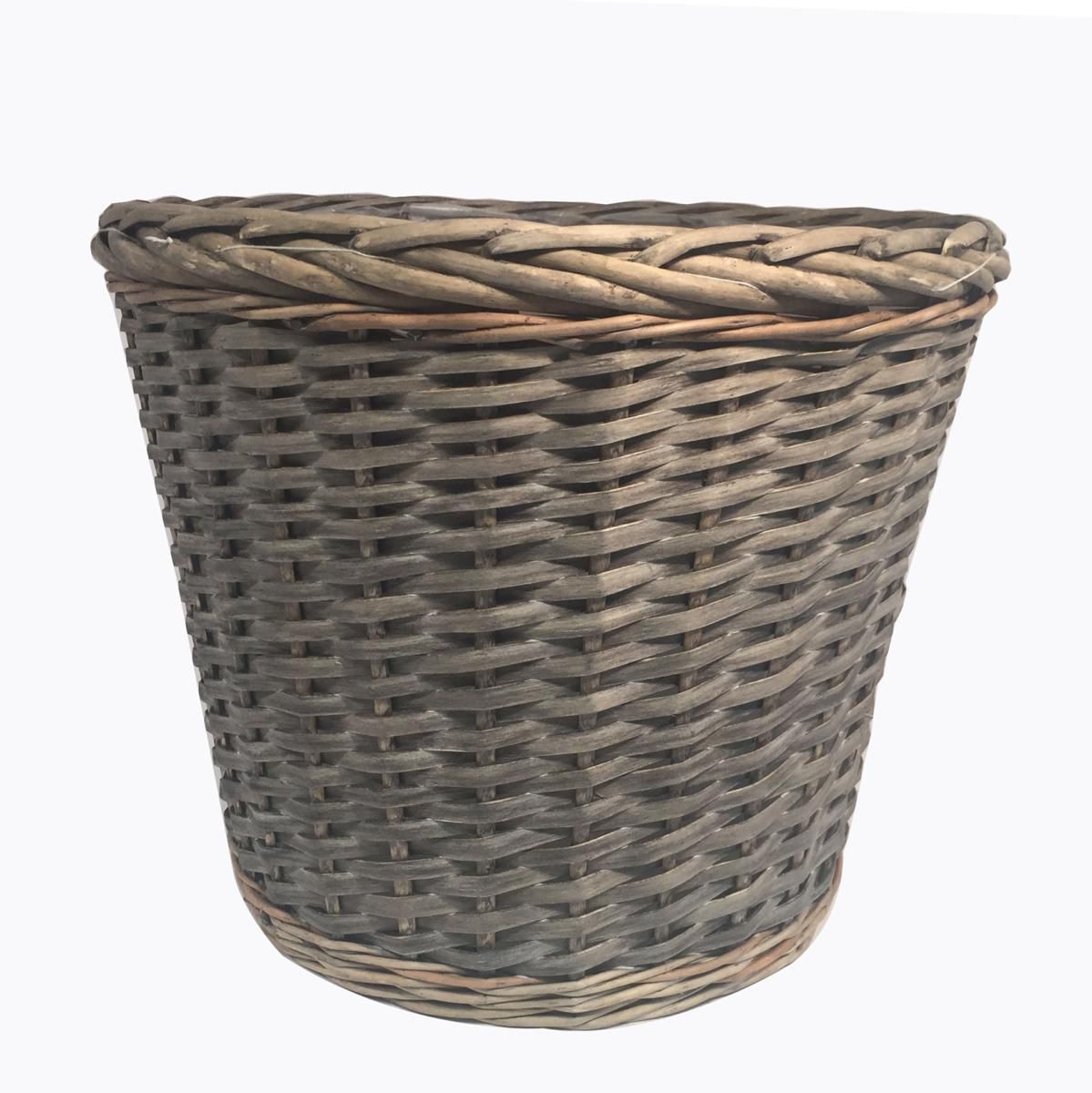 CESTO VIMINI BORDATO TRECCIA D.39-29 H.35 CM GRIGIO CESTO VIMINI BORDATO TRECCIA D.39-29 H.35 CM GRIGIO