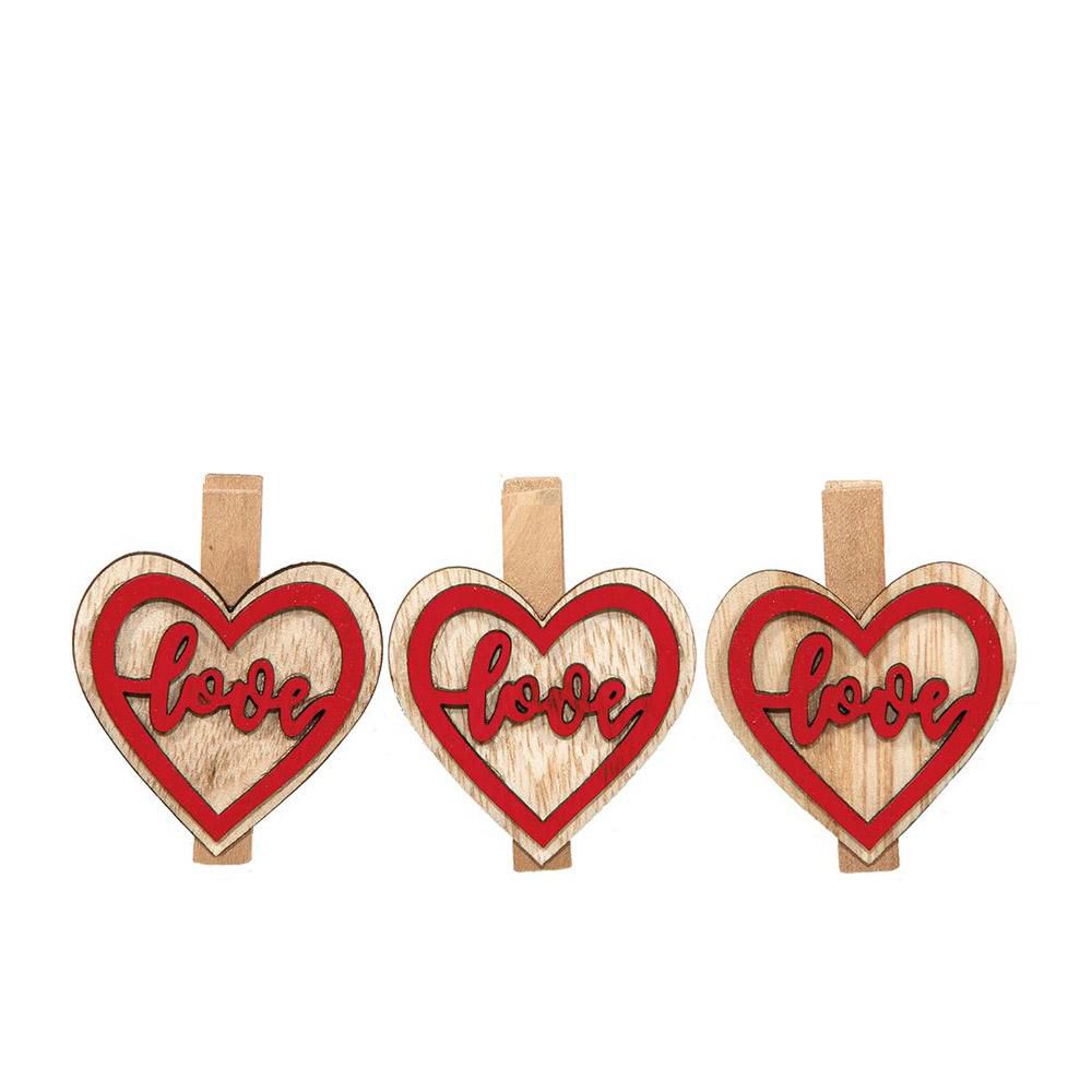 SET 9 MOLLETTE CUORE 4,5X4 CM -LOVE- NATURALE/ROSSO