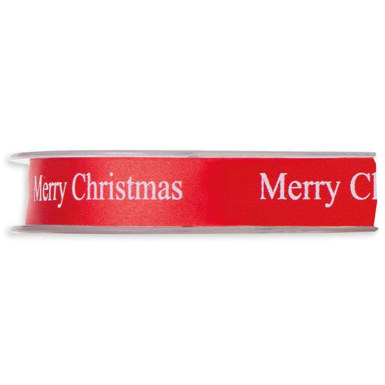 NASTRO -MERRY CHRISTMAS- 15MM 45MT ROSSO/BIANCO