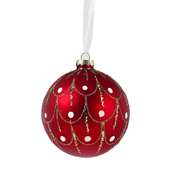 SET 4 SFERE VETRO MM.120 ROSSO/ORO SET 4 SFERE VETRO MM.120 ROSSO/ORO