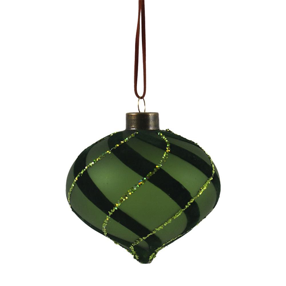 DECORO VETRO TARTAN D.10 CM VERDE/NERO