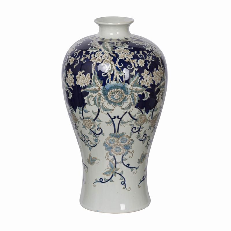 VASO FLOREALE PORCELLANA D.33 CM H.62 CM BLU/BIANCO/AZZURRO