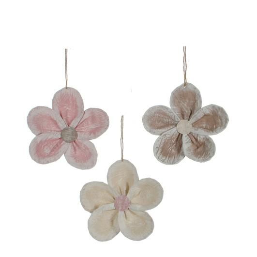 SET 3 ORNAMENTI-FLOWER-CM.17X17 ROSA-CREMA-MARRONE SET 3 ORNAMENTI-FLOWER-CM.17X17 ROSA-CREMA-MARRONE