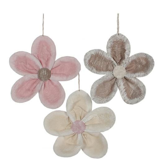 SET 3 ORNAMENTI-FLOWER-CM.28X28 ROSA-CREMA-MARRONE SET 3 ORNAMENTI-FLOWER-CM.28X28 ROSA-CREMA-MARRONE