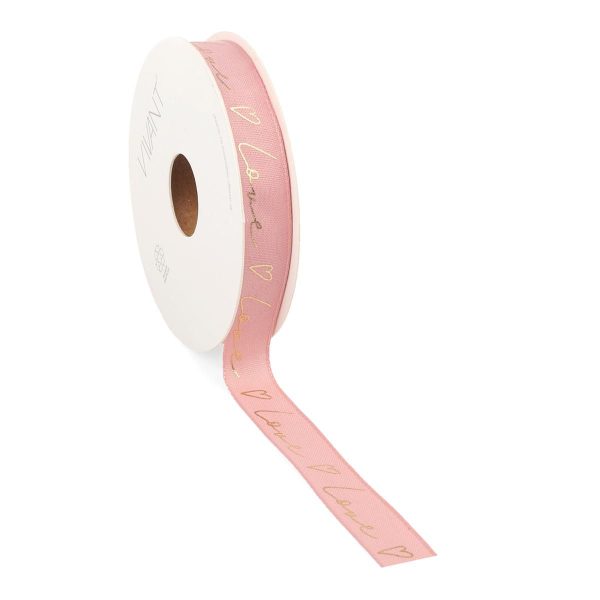 NASTRO TESSUTO 15MM 15MT -LOVE WRITTEN- ROSA/ORO