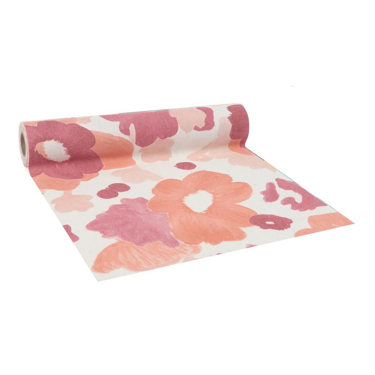 RUNNER FLOREALE 280MM 3MT -MEKKO- BIANCO/ARANCIO/ROSA/ROSSO