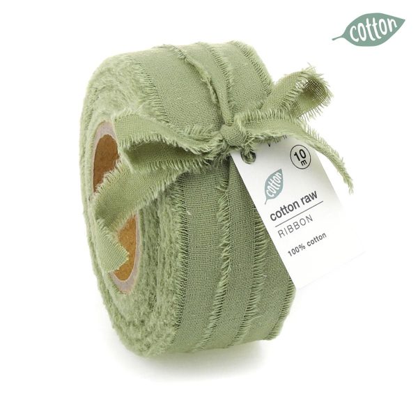NASTRO COTONE SFRANGIATO 40MM 10MT-COTTON RAW- VERDE CHIARO NASTRO COTONE SFRANGIATO 40MM 10MT-COTTON RAW- VERDE CHIARO