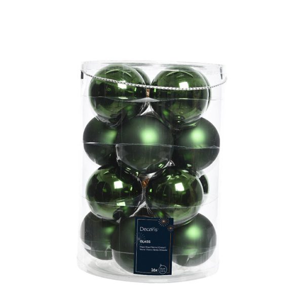 SET 16 SFERE VETRO MM.80 LUCIDO/SATINATO VERDE
