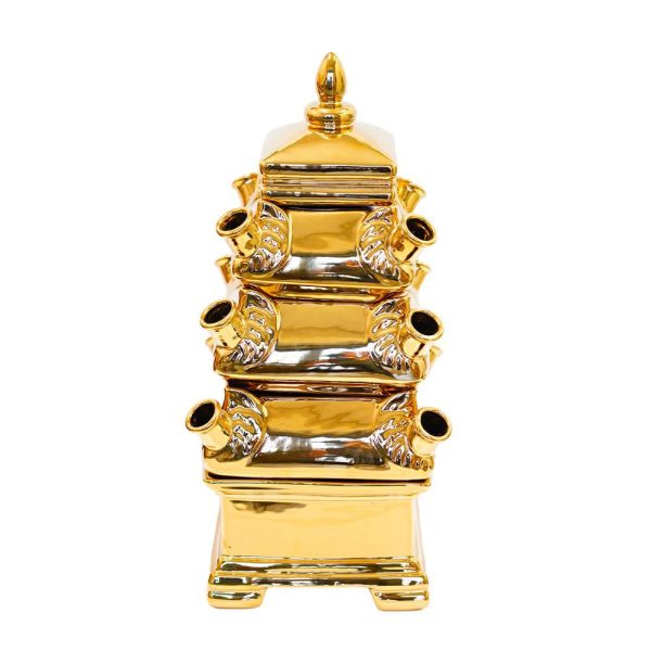 PAGODA VASO CERAMICA 28,5X28, CM H.56,5 ORO PAGODA VASO CERAMICA 28,5X28, CM H.56,5 ORO